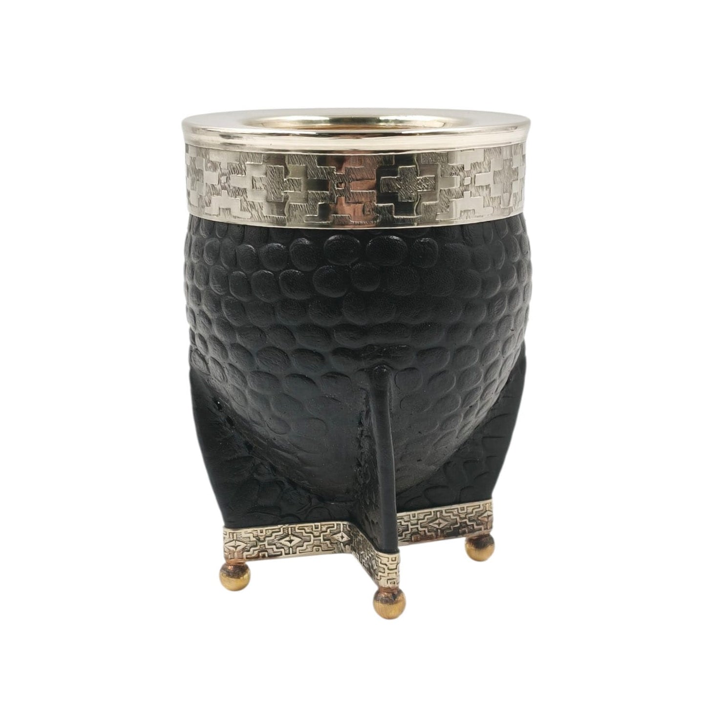 Mate calabaza imperial virola y base en alpaca con bolitas