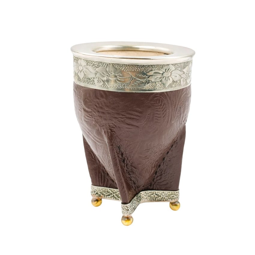 Mate calabaza imperial virola y base en alpaca con bolitas