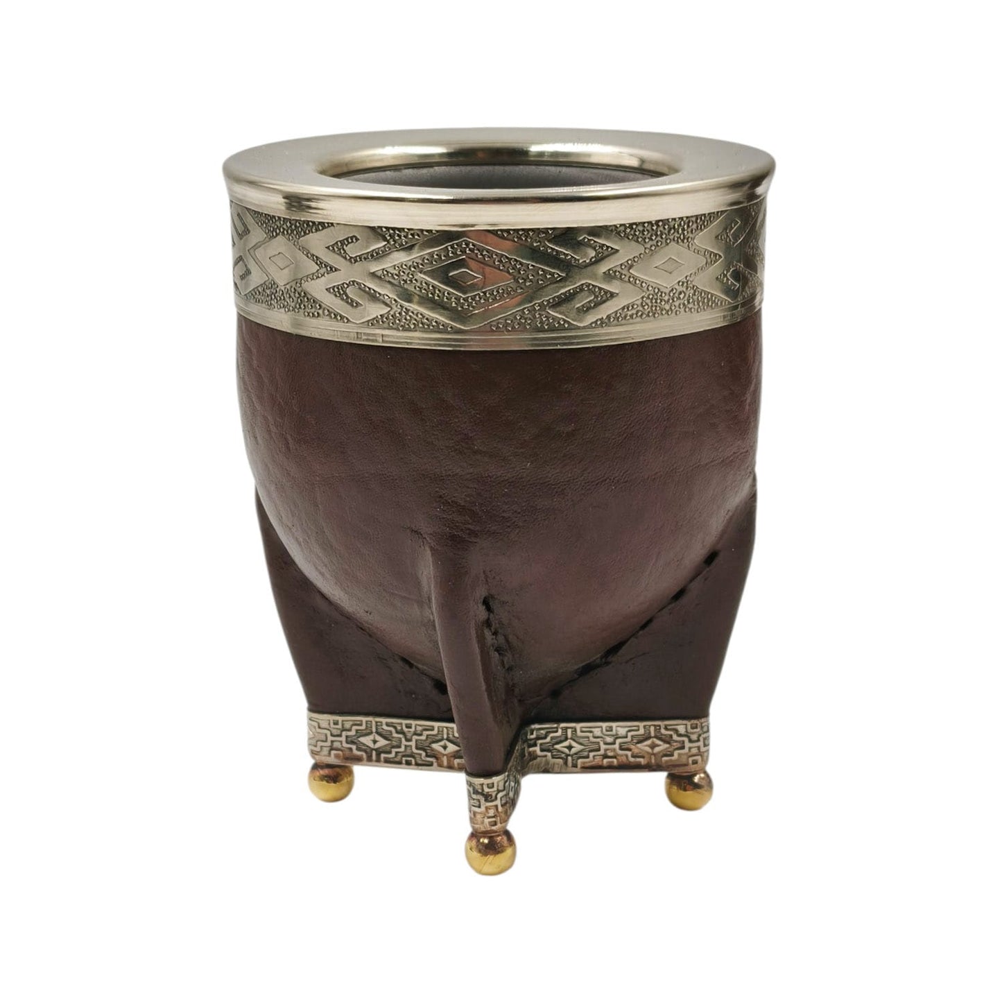 Mate acero imperial virola y base en alpaca con bolitas