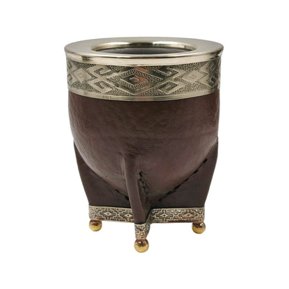 Mate acero imperial virola y base en alpaca con bolitas