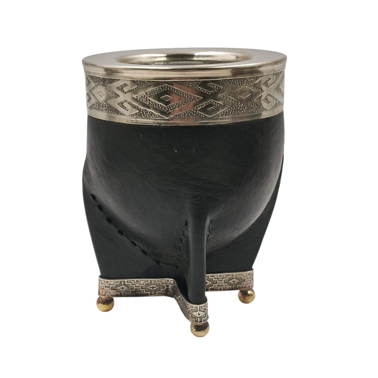 Mate acero imperial virola y base en alpaca con bolitas