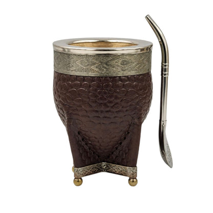 Mate imperial calabaza en alpaca con bolitas + bombilla