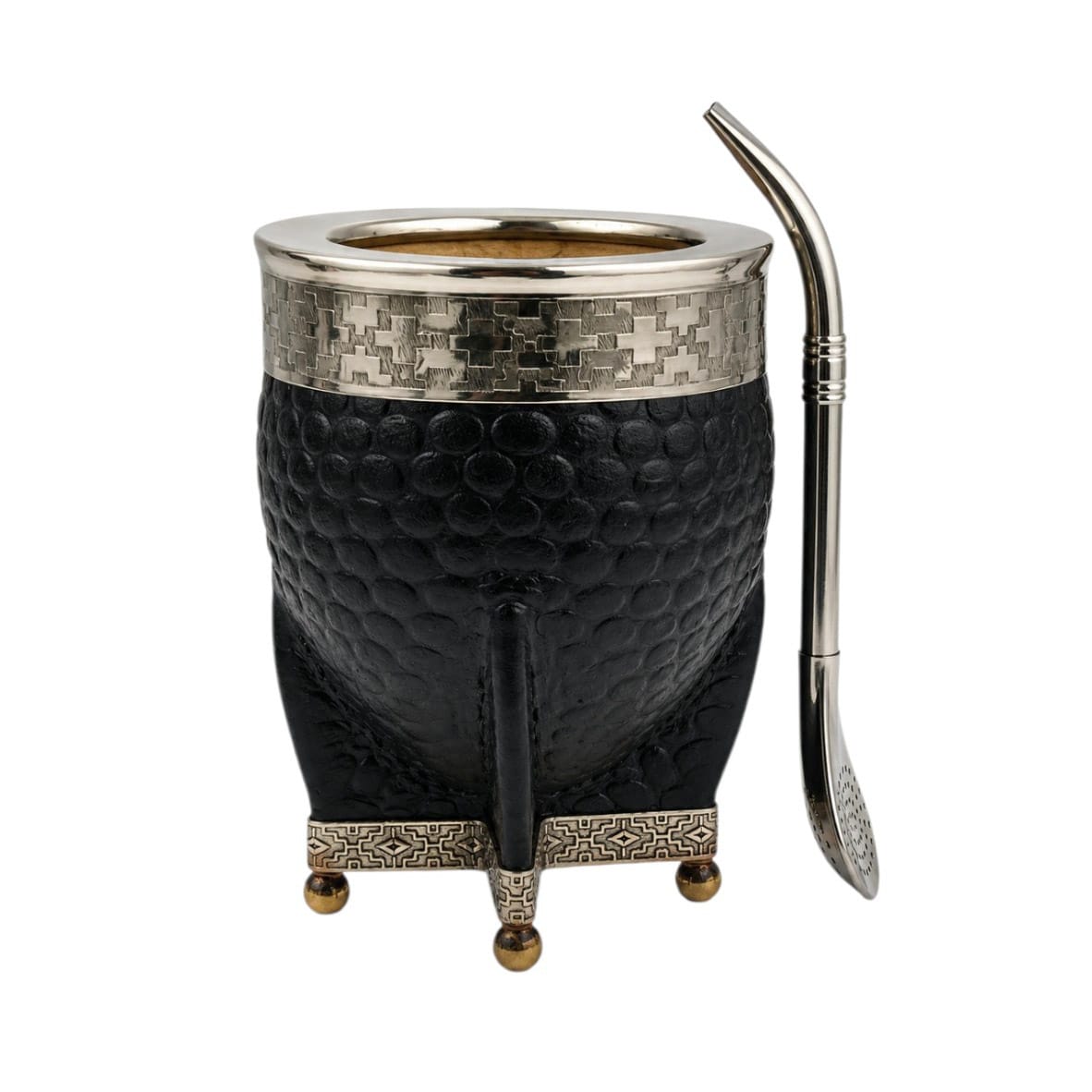 Mate imperial calabaza en alpaca con bolitas + bombilla