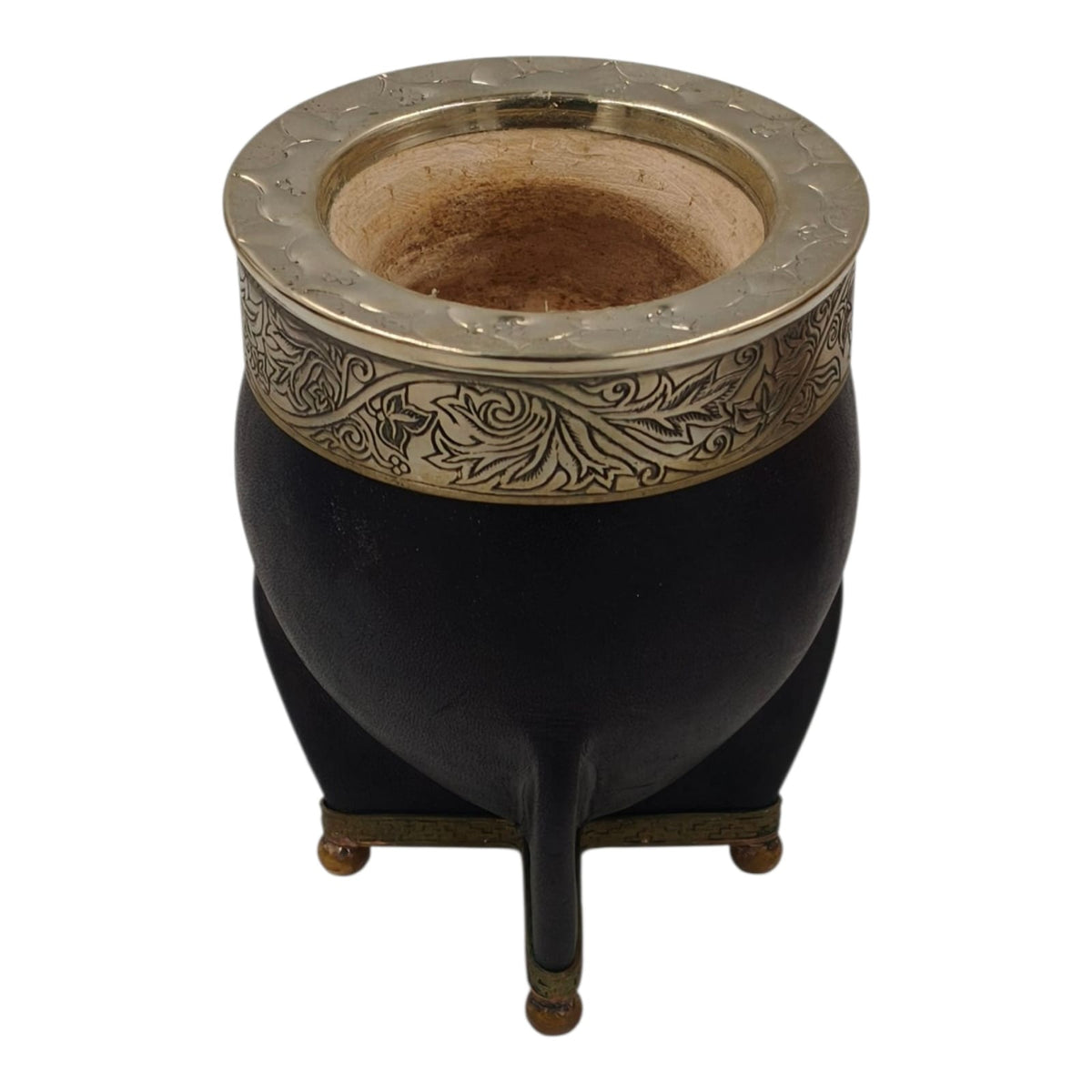 Mate calabaza imperial virola y base en alpaca con bolitas