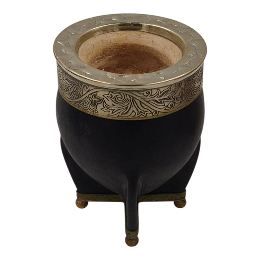 Mate calabaza imperial virola y base en alpaca con bolitas