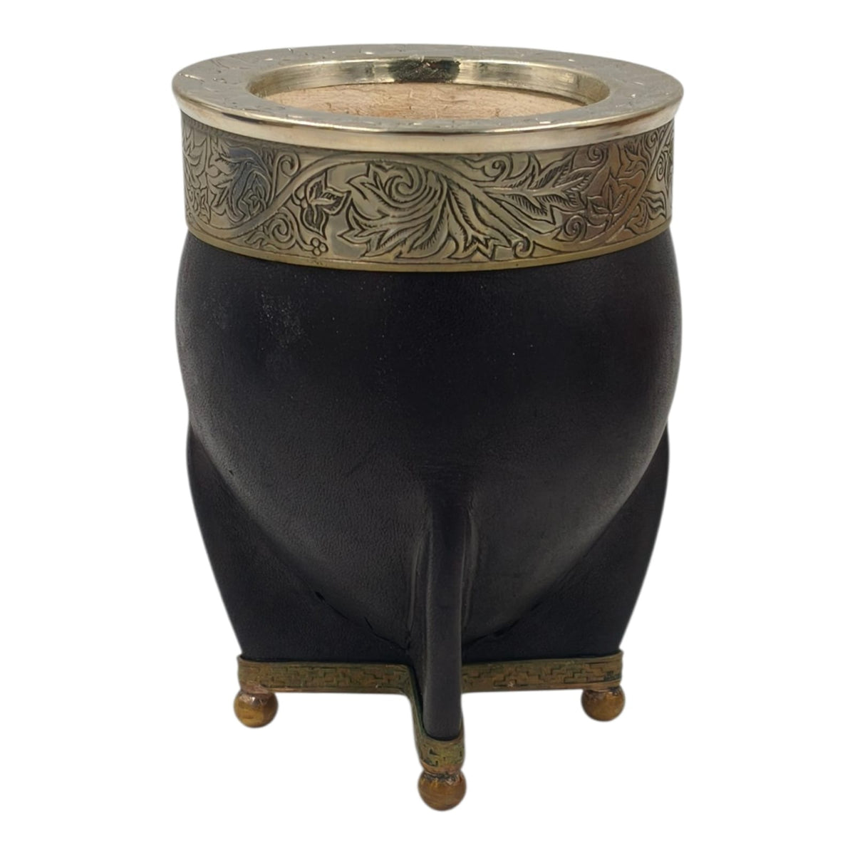 Mate calabaza imperial virola y base en alpaca con bolitas
