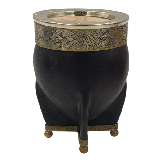 Mate calabaza imperial virola y base en alpaca con bolitas
